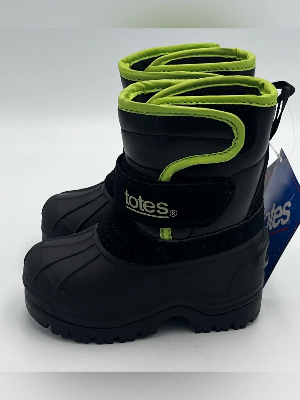 Totes Cody Insulated Snow Boots Black/Lime Green Size 5 Toddler